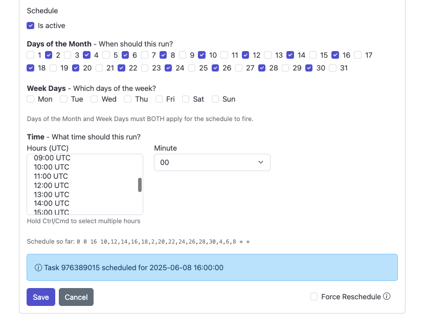 Automated delivery scheduling interface