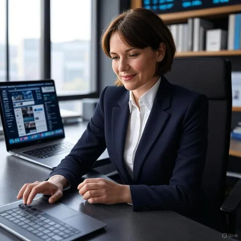 Busy executive reading news
